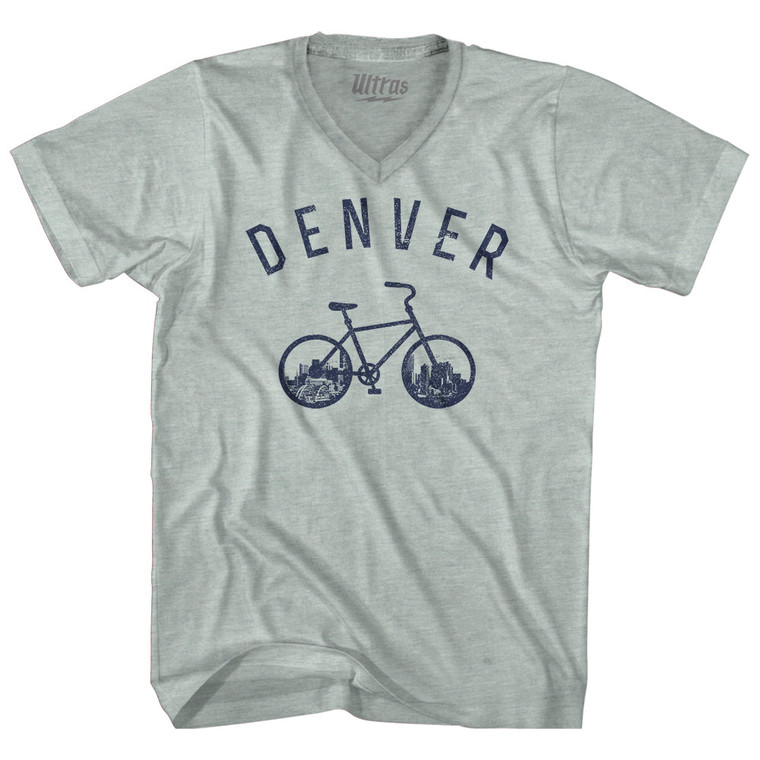 Denver Bike Adult Tri-Blend V-neck T-shirt - Athletic Cool Grey