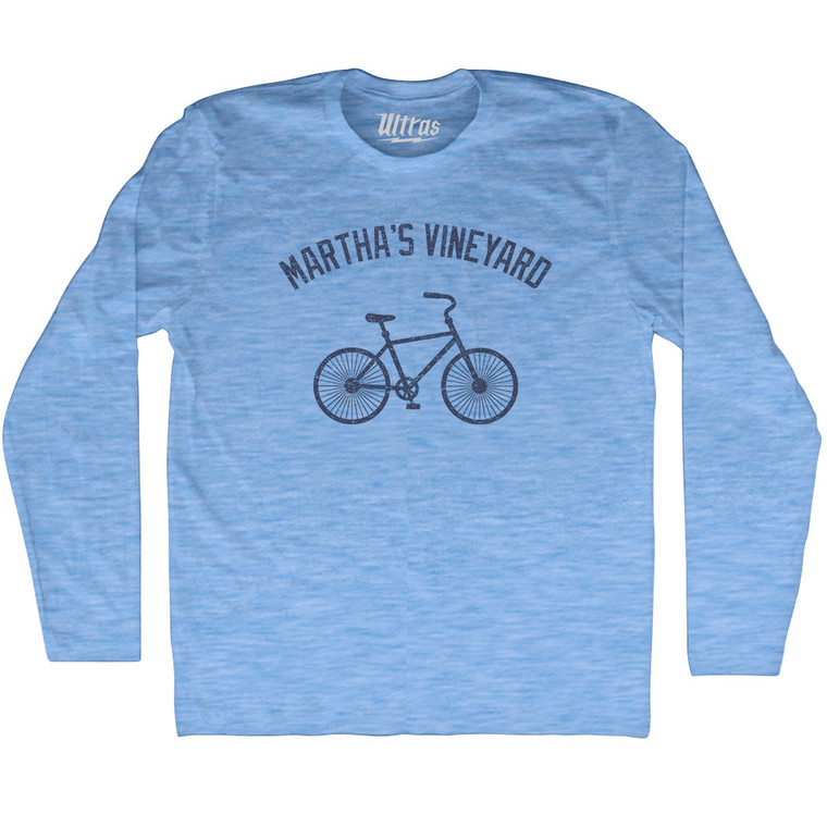 Martha's Vineyard Bike Adult Tri-Blend Long Sleeve T-shirt - Athletic Blue