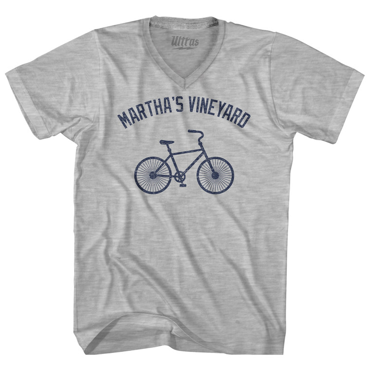 Martha's Vineyard Bike Adult Cotton V-neck T-shirt - Grey Heather