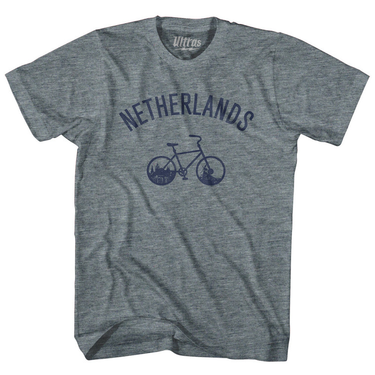 Netherlands Vintage Bikes Womens Tri-Blend Junior Cut T-Shirt - Athletic Grey