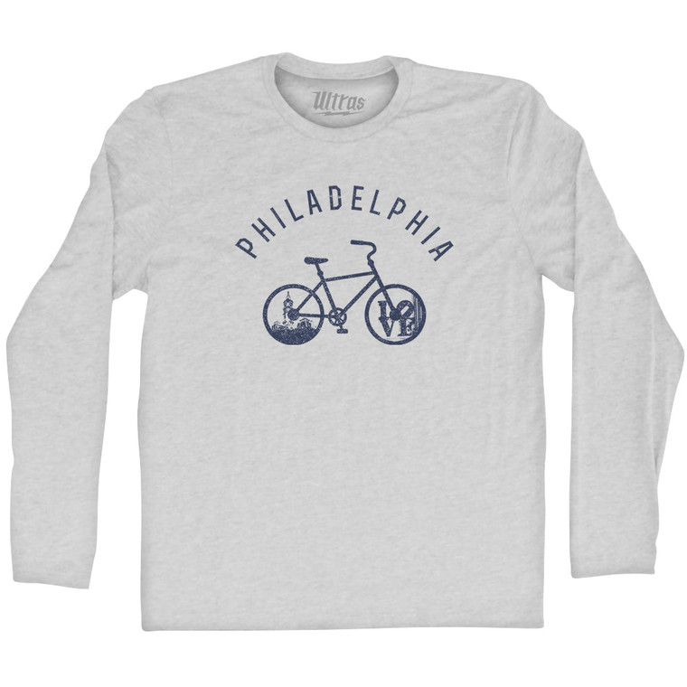 Philadelphia Bike Adult Cotton Long Sleeve T-shirt - Grey Heather