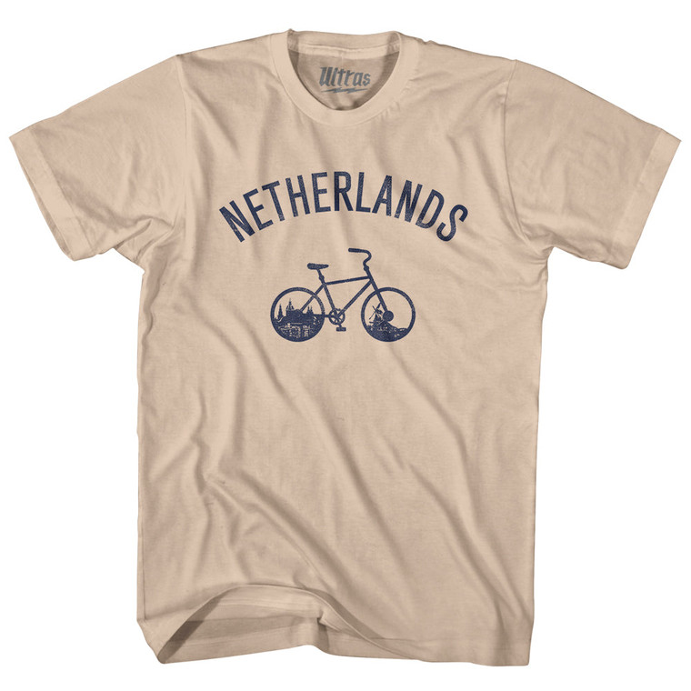 Netherlands Vintage Bikes Adult Cotton T-shirt - Creme