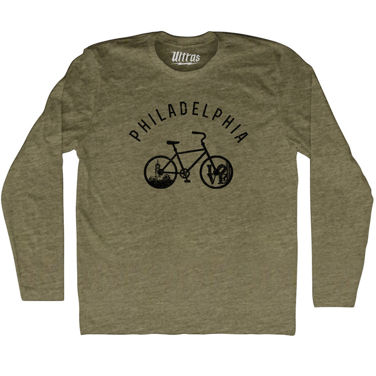 Philadelphia Bike Adult Tri-Blend Long Sleeve T-shirt - Military Green