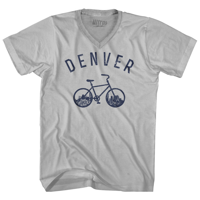 Denver Bike Adult Tri-Blend V-neck T-shirt - Cool Grey