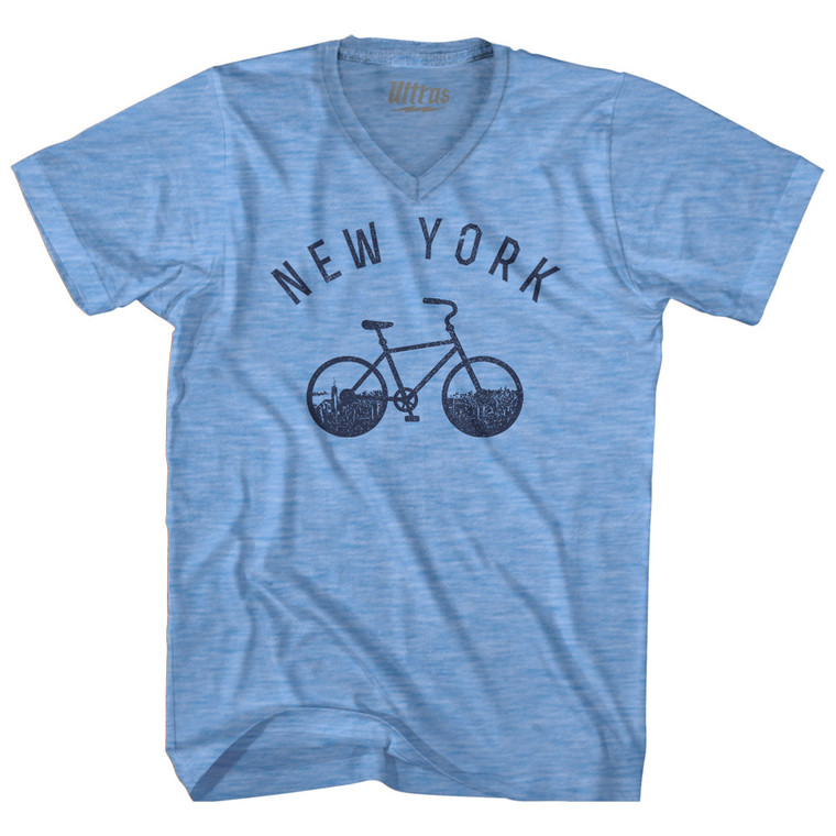 New York Bike Adult Tri-Blend V-neck T-shirt - Athletic Blue