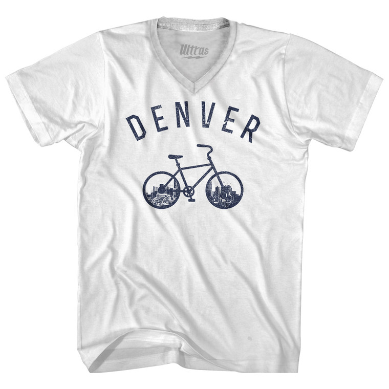 Denver Bike Adult Tri-Blend V-neck T-shirt - White