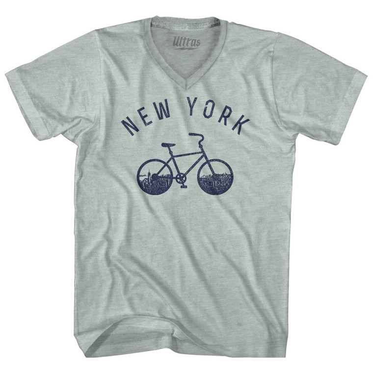 New York Bike Adult Tri-Blend V-neck T-shirt - Athletic Cool Grey