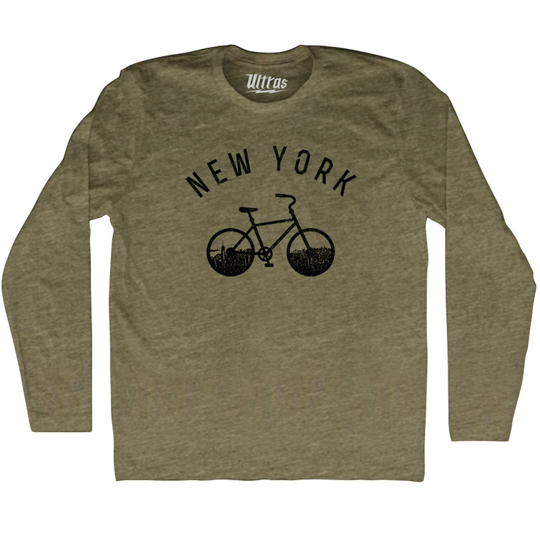 New York Bike Adult Tri-Blend Long Sleeve T-shirt - Military Green