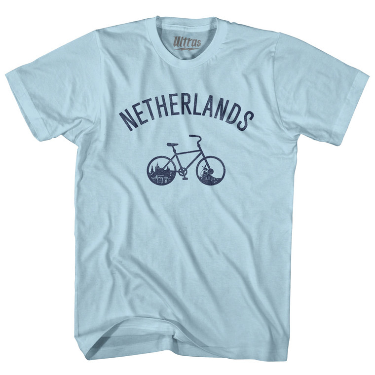 Netherlands Vintage Bikes Adult Cotton T-shirt - Light Blue
