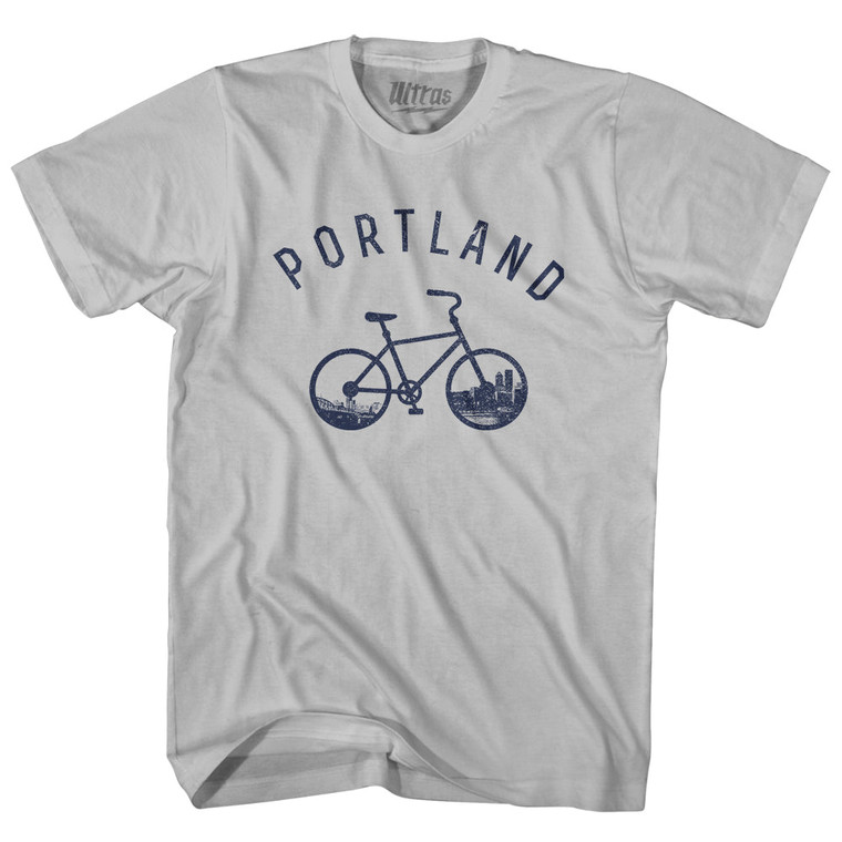 Portland Bike Adult Cotton T-shirt - Cool Grey