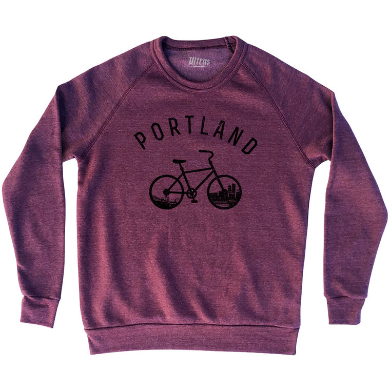 Portland Bike Adult Tri-Blend Sweatshirt - Cardinal