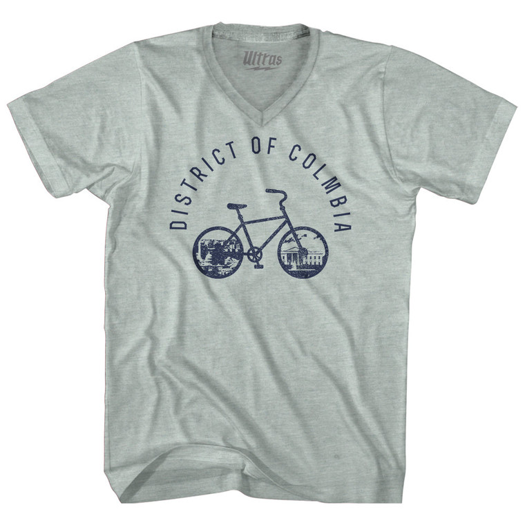 District Of Columbia Bike Adult Tri-Blend V-neck T-shirt - Athletic Cool Grey