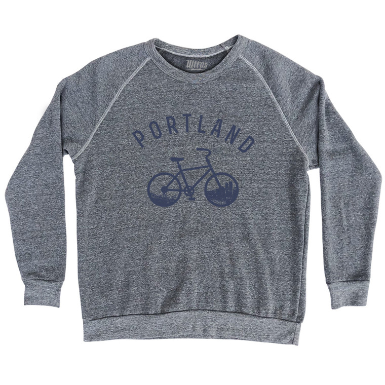 Portland Bike Adult Tri-Blend Sweatshirt - Athletic Grey