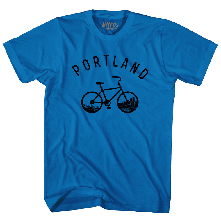 Portland Bike Adult Cotton T-shirt - Royal Blue