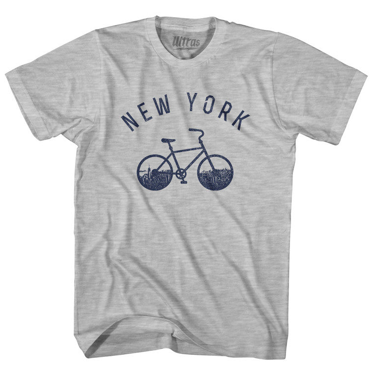 New York Bike Adult Cotton T-shirt - Grey Heather