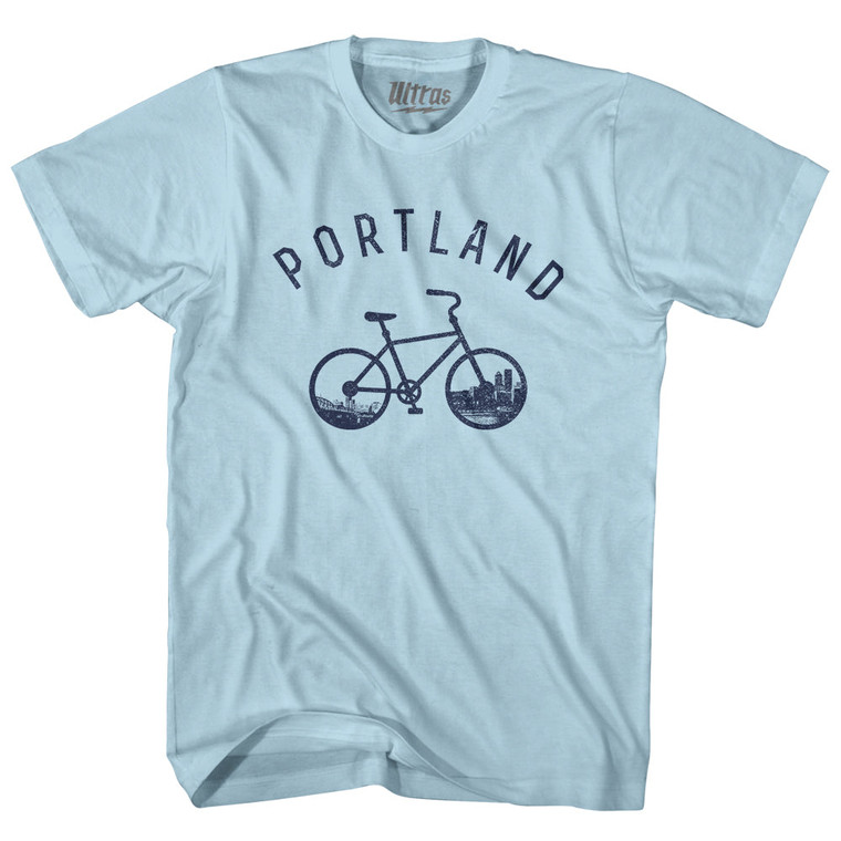 Portland Bike Adult Cotton T-shirt - Light Blue