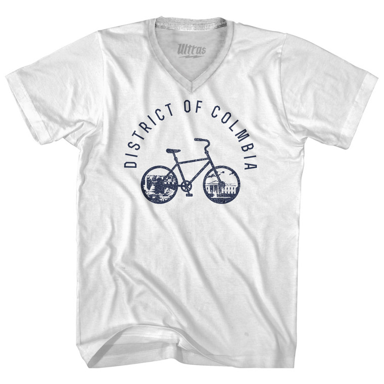 District Of Columbia Bike Adult Tri-Blend V-neck T-shirt - White