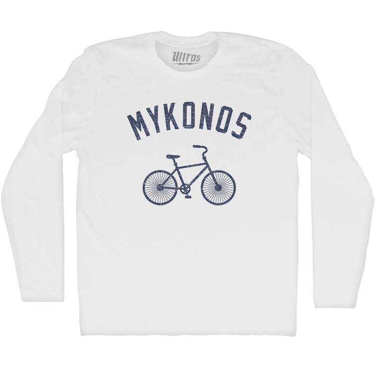 MYKONOS Bike Adult Cotton Long Sleeve T-shirt - White