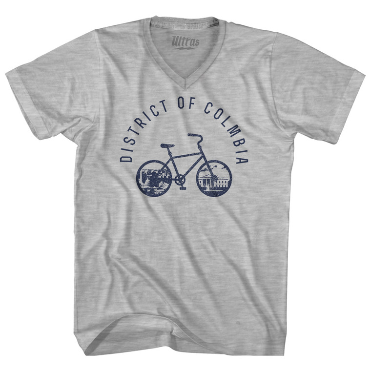 District Of Columbia Bike Adult Cotton V-neck T-shirt - Grey Heather