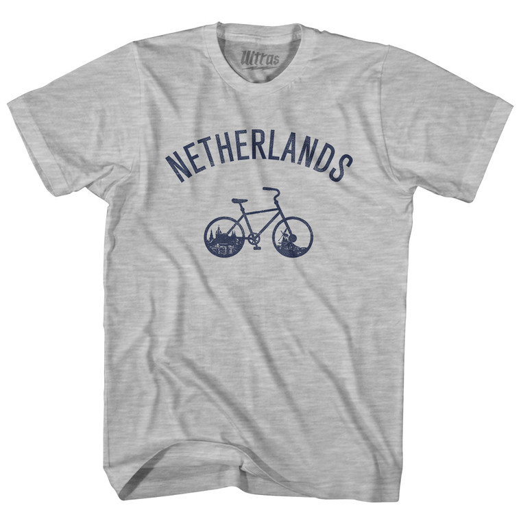 Netherlands Vintage Bikes Womens Cotton Junior Cut T-Shirt - Grey Heather