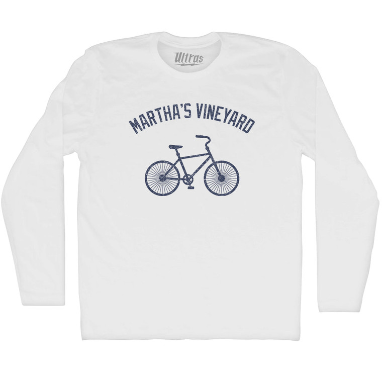 Martha's Vineyard Bike Adult Cotton Long Sleeve T-shirt - White