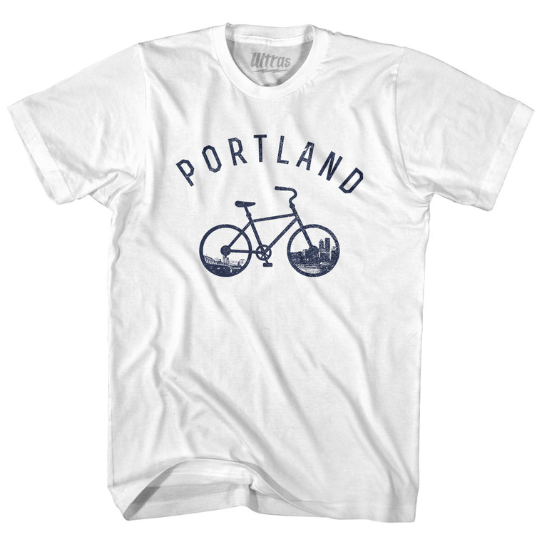 Portland Bike Womens Cotton Junior Cut T-Shirt - White