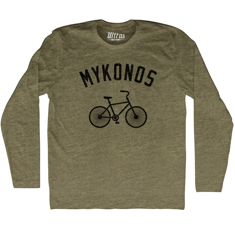 MYKONOS Bike Adult Tri-Blend Long Sleeve T-shirt - Military Green