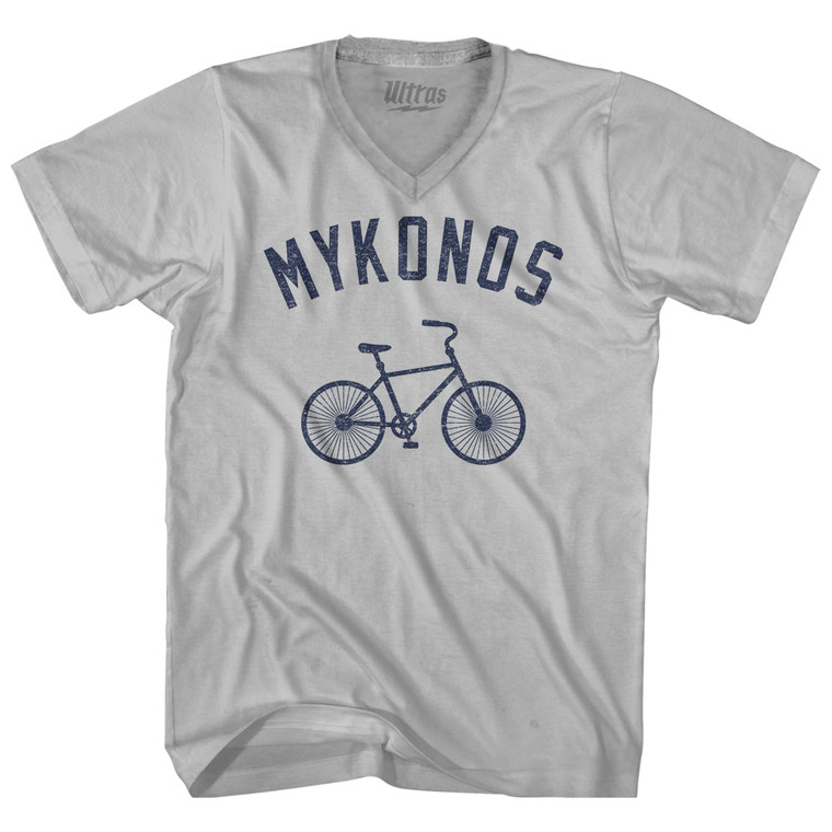 MYKONOS Bike Adult Tri-Blend V-neck T-shirt - Cool Grey