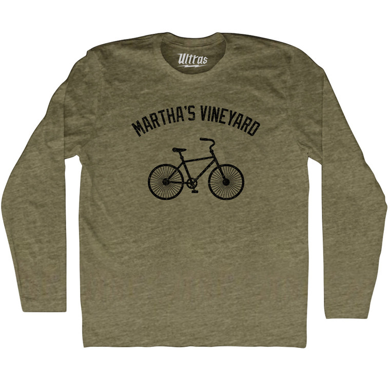 Martha's Vineyard Bike Adult Tri-Blend Long Sleeve T-shirt - Military Green