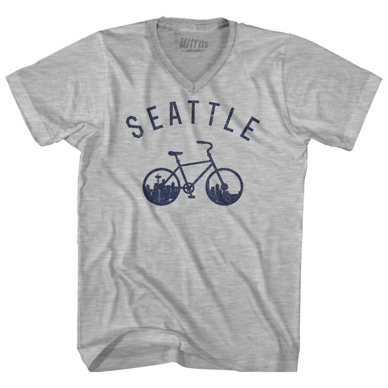 Seattle Bike Adult Cotton V-neck T-shirt - Grey Heather