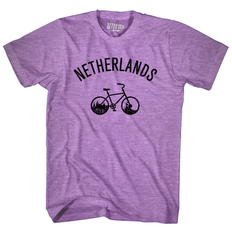 Netherlands Vintage Bikes Adult Tri-Blend T-shirt - Athletic Purple