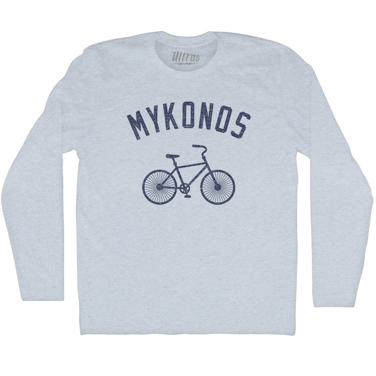 MYKONOS Bike Adult Tri-Blend Long Sleeve T-shirt - Athletic White