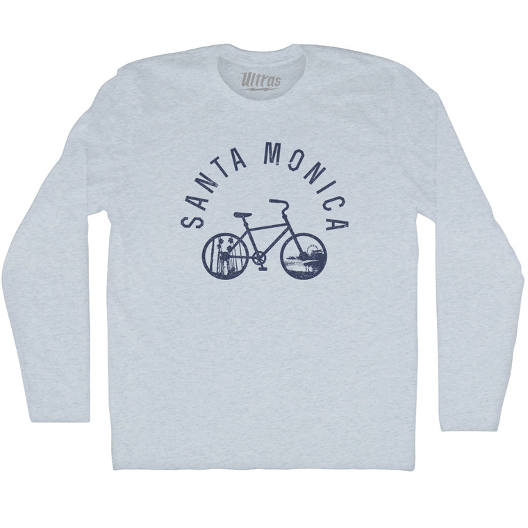 Santa Monica Bike Adult Tri-Blend Long Sleeve T-shirt - Athletic White