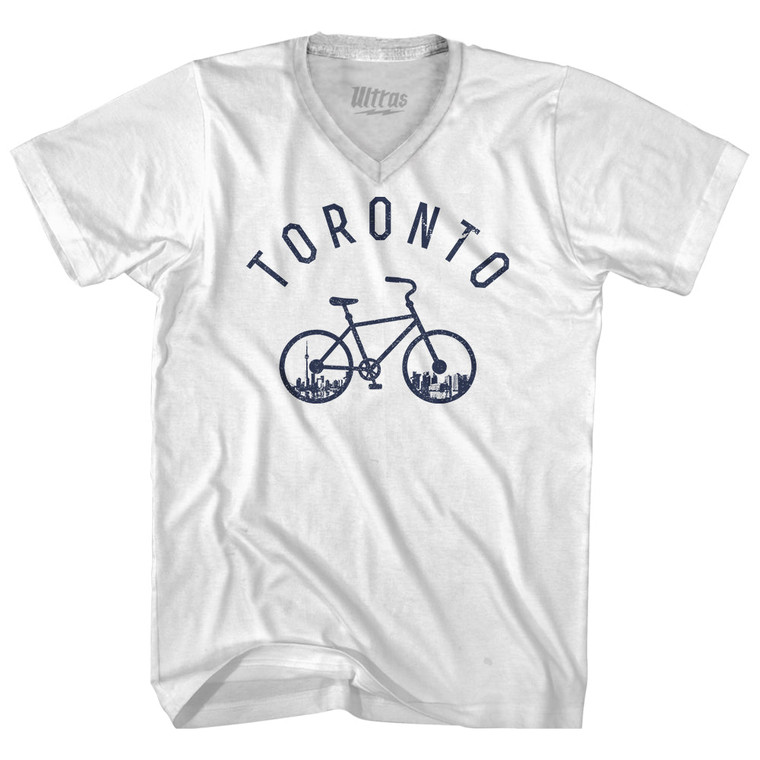 Toronto Bike Adult Tri-Blend V-neck T-shirt - White