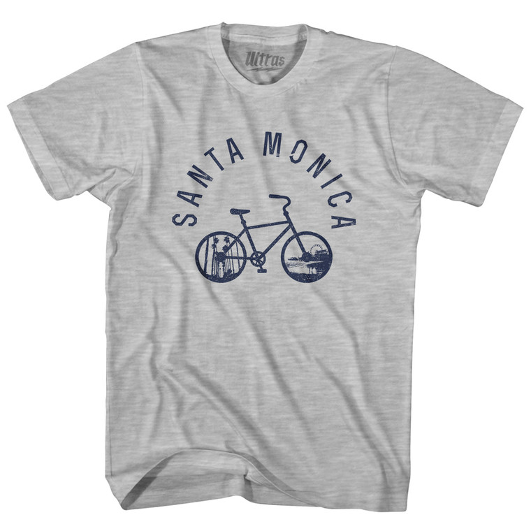 Santa Monica Bike Womens Cotton Junior Cut T-Shirt - Grey Heather
