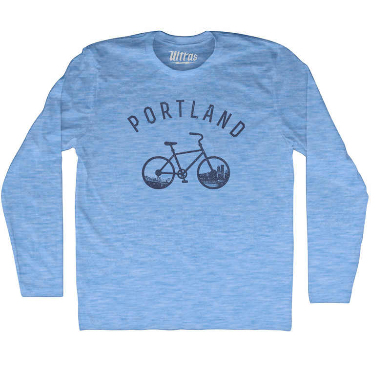 Portland Bike Adult Tri-Blend Long Sleeve T-shirt - Athletic Blue