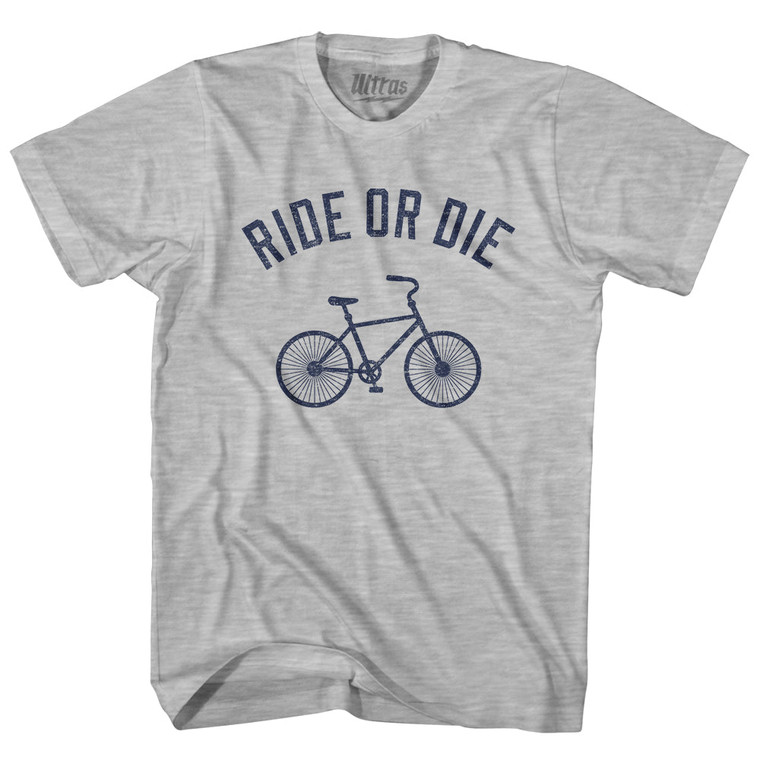 Ride Or Die Bike Adult Cotton T-shirt - Grey Heather