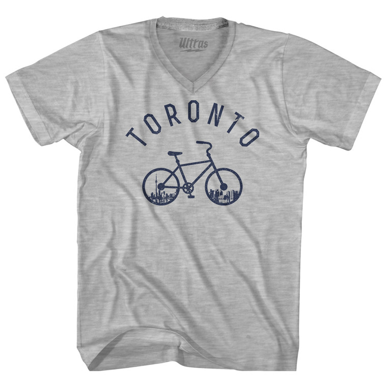 Toronto Bike Adult Cotton V-neck T-shirt - Grey Heather