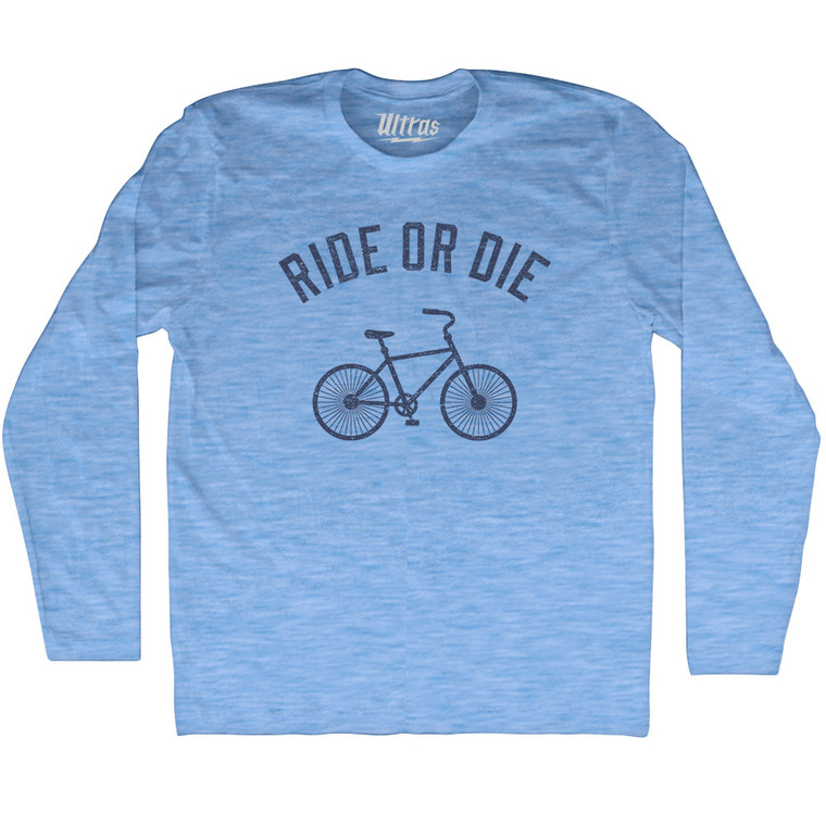 Ride Or Die Bike Adult Tri-Blend Long Sleeve T-shirt - Athletic Blue