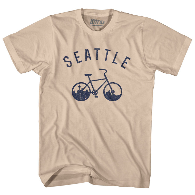 Seattle Bike Adult Cotton T-shirt - Creme