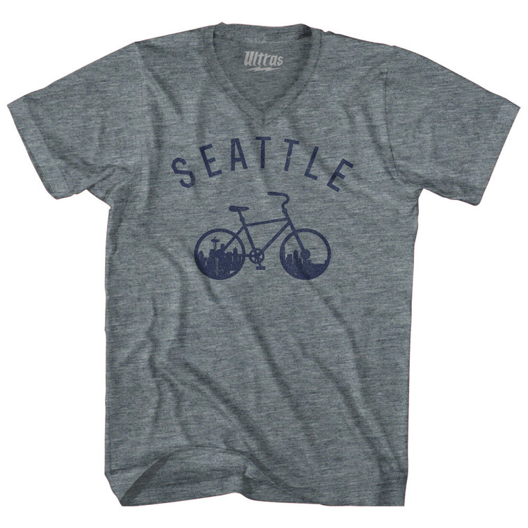 Seattle Bike Adult Tri-Blend V-neck T-shirt - Athletic Grey