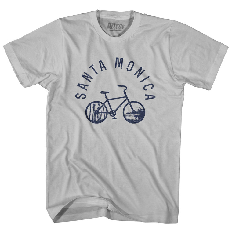 Santa Monica Bike Adult Cotton T-shirt - Cool Grey