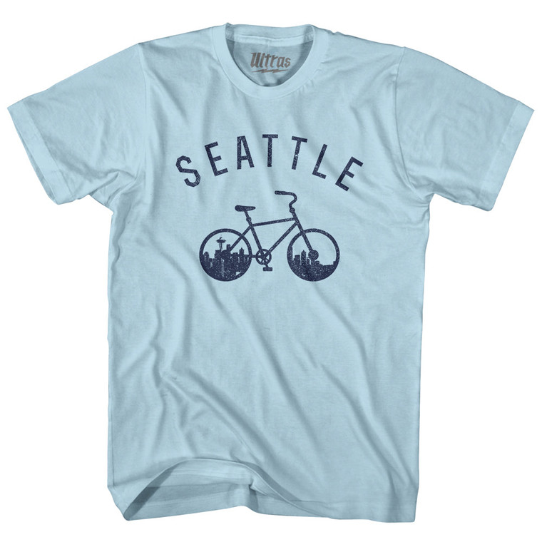 Seattle Bike Adult Cotton T-shirt - Light Blue