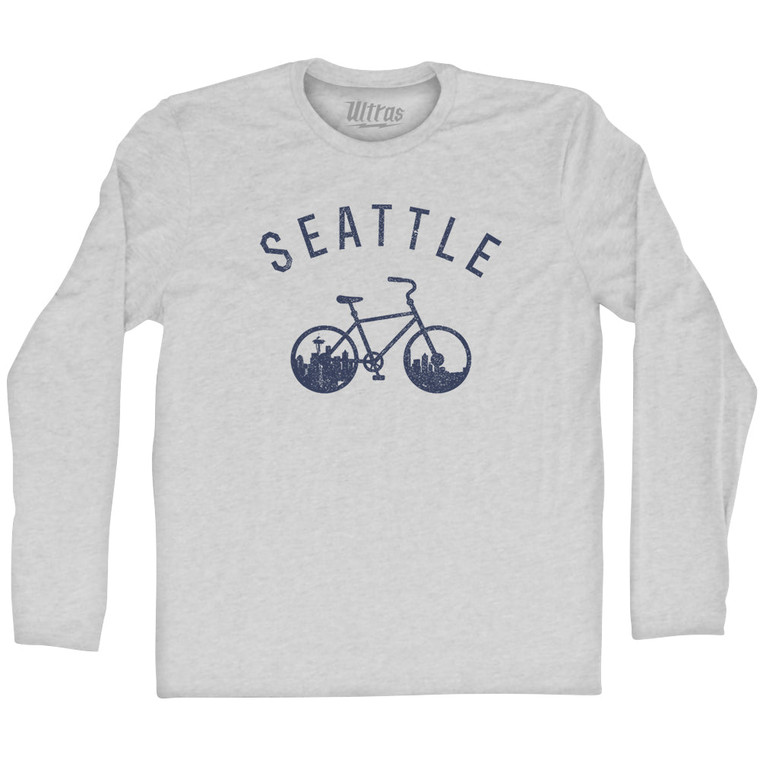 Seattle Bike Adult Cotton Long Sleeve T-shirt - Grey Heather