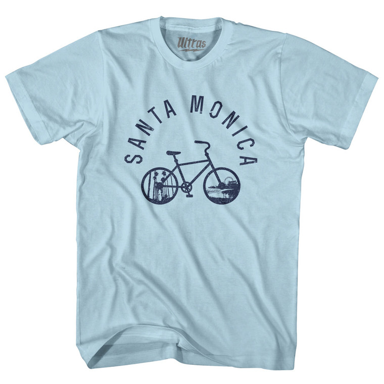 Santa Monica Bike Adult Cotton T-shirt - Light Blue