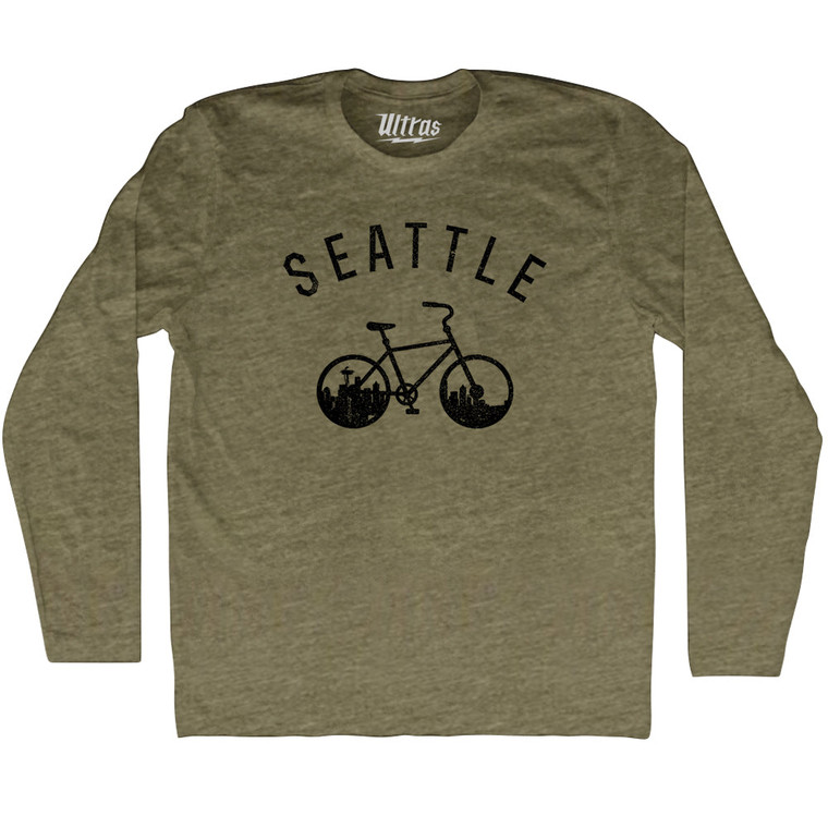 Seattle Bike Adult Tri-Blend Long Sleeve T-shirt - Military Green