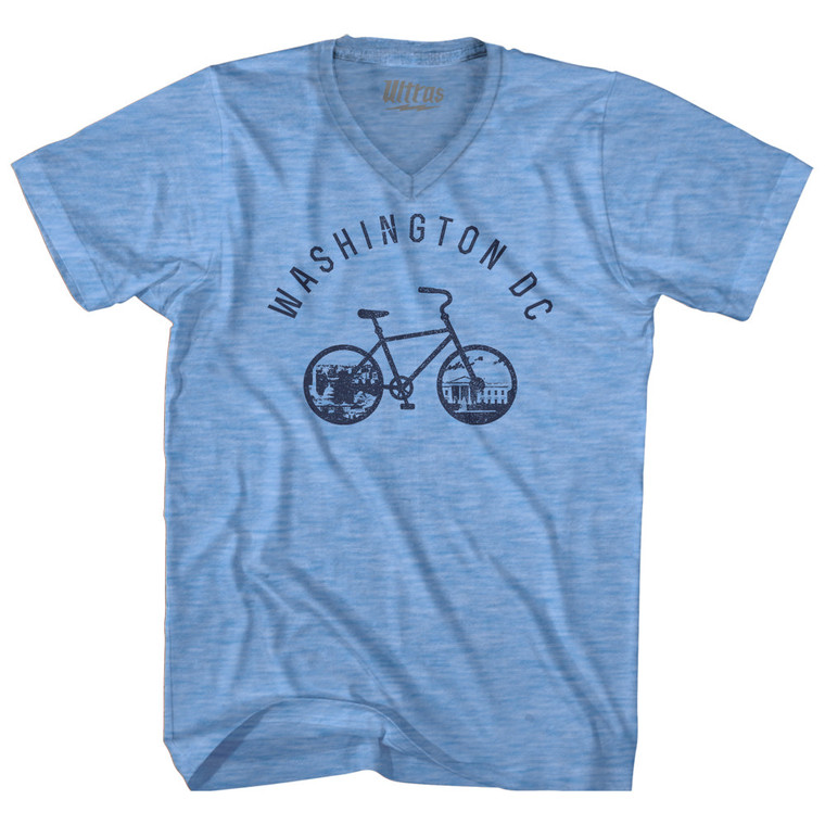 Washington DC Bike Adult Tri-Blend V-neck T-shirt - Athletic Blue