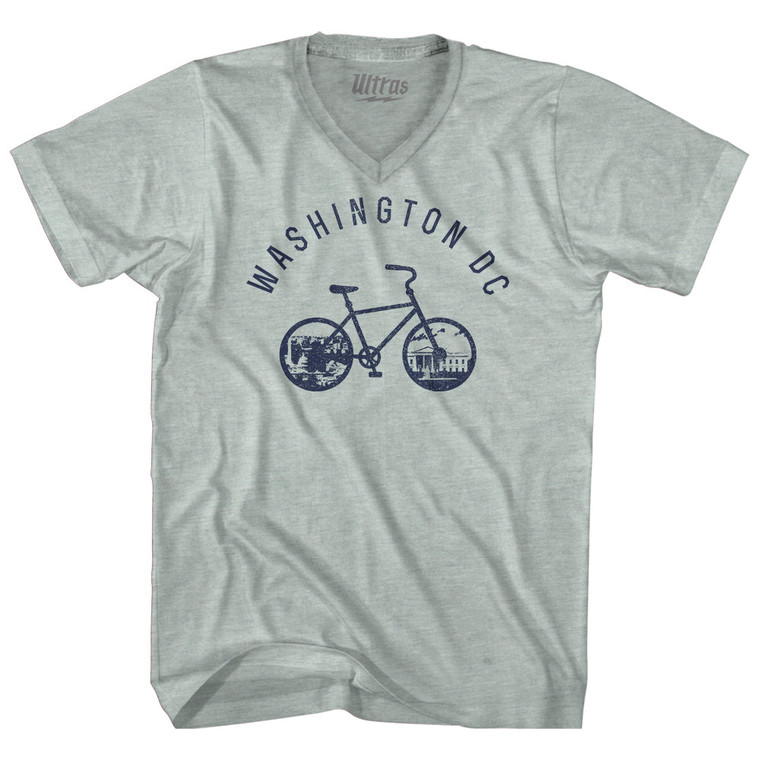 Washington DC Bike Adult Tri-Blend V-neck T-shirt - Athletic Cool Grey