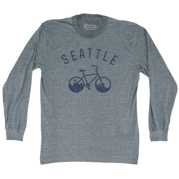 Seattle Bike Adult Tri-Blend Long Sleeve T-shirt - Athletic Grey