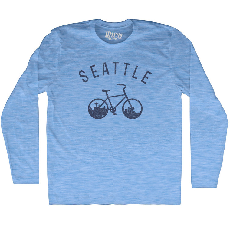 Seattle Bike Adult Tri-Blend Long Sleeve T-shirt - Athletic Blue